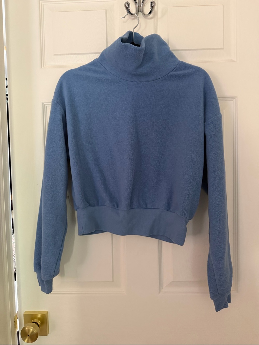 Cozy Blue Turtleneck Crop Sweater